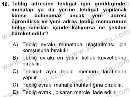 Yargı Örgütü Ve Tebligat Hukuku Dersi 2018 - 2019 Yılı 3 Ders Sınav Soruları 10. Soru