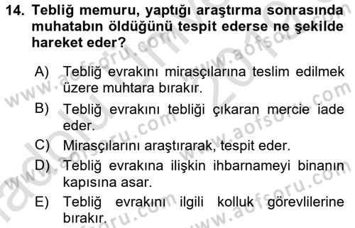 Yargı Örgütü Ve Tebligat Hukuku Dersi 2018 - 2019 Yılı 3 Ders Sınav Soruları 14. Soru