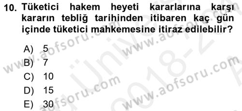 Yargı Örgütü Ve Tebligat Hukuku Dersi 2018 - 2019 Yılı (Vize) Ara Sınav Soruları 10. Soru