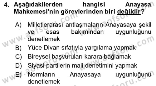 Yargı Örgütü Ve Tebligat Hukuku Dersi Ara Sınavı Deneme Sınav Soruları 4. Soru