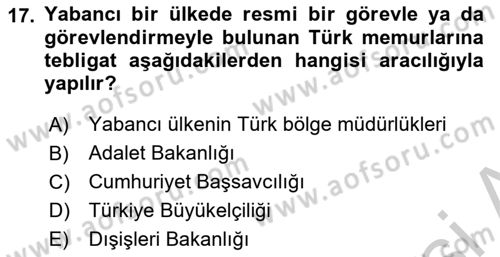 Yargı Örgütü Ve Tebligat Hukuku Dersi 2018 - 2019 Yılı Yaz Okulu Sınav Soruları 17. Soru