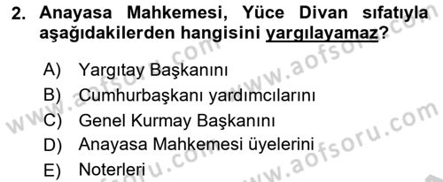 Yargı Örgütü Ve Tebligat Hukuku Dersi 2018 - 2019 Yılı Yaz Okulu Sınav Soruları 2. Soru