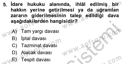 Yargı Örgütü Ve Tebligat Hukuku Dersi 2018 - 2019 Yılı Yaz Okulu Sınav Soruları 5. Soru
