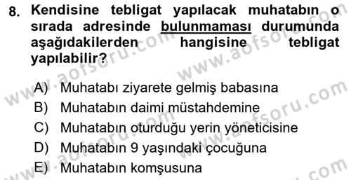 Yargı Örgütü Ve Tebligat Hukuku Dersi 2018 - 2019 Yılı Yaz Okulu Sınav Soruları 8. Soru