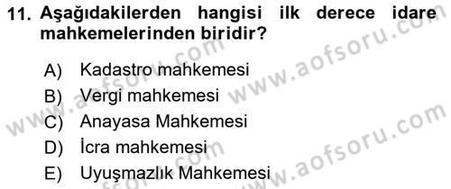 Yargı Örgütü Ve Tebligat Hukuku Dersi 2019 - 2020 Yılı (Vize) Ara Sınav Soruları 11. Soru