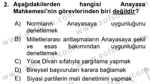 Yargı Örgütü Ve Tebligat Hukuku Dersi 2019 - 2020 Yılı (Vize) Ara Sınav Soruları 2. Soru