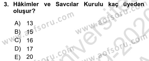 Yargı Örgütü Ve Tebligat Hukuku Dersi Ara Sınavı Deneme Sınav Soruları 3. Soru