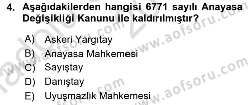Yargı Örgütü Ve Tebligat Hukuku Dersi 2019 - 2020 Yılı (Vize) Ara Sınav Soruları 4. Soru