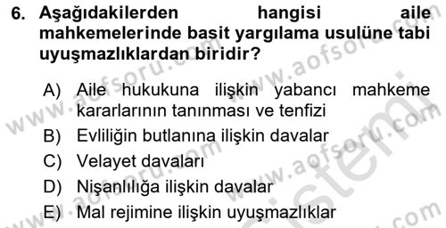 Yargı Örgütü Ve Tebligat Hukuku Dersi 2019 - 2020 Yılı (Vize) Ara Sınav Soruları 6. Soru