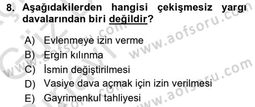 Yargı Örgütü Ve Tebligat Hukuku Dersi 2019 - 2020 Yılı (Vize) Ara Sınav Soruları 8. Soru