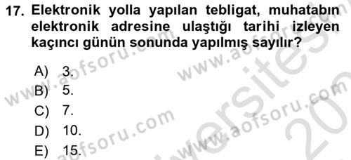 Yargı Örgütü Ve Tebligat Hukuku Dersi 2020 - 2021 Yılı Yaz Okulu Sınav Soruları 17. Soru