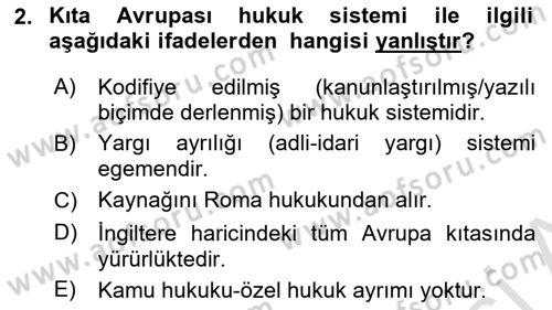 Yargı Örgütü Ve Tebligat Hukuku Dersi 2021 - 2022 Yılı (Vize) Ara Sınav Soruları 2. Soru