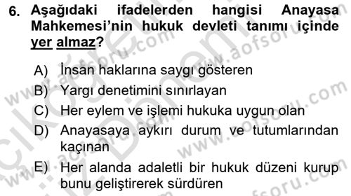Yargı Örgütü Ve Tebligat Hukuku Dersi 2021 - 2022 Yılı (Vize) Ara Sınav Soruları 6. Soru