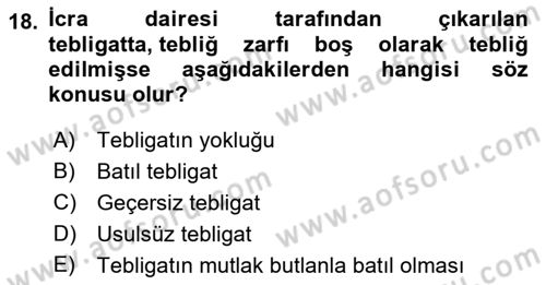 Yargı Örgütü Ve Tebligat Hukuku Dersi 2021 - 2022 Yılı Yaz Okulu Sınav Soruları 18. Soru