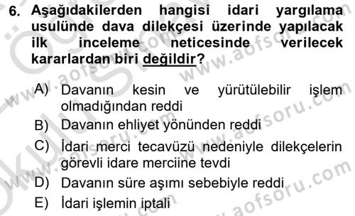 Yargı Örgütü Ve Tebligat Hukuku Dersi 2021 - 2022 Yılı Yaz Okulu Sınav Soruları 6. Soru