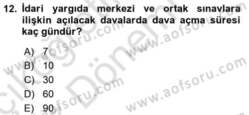 Yargı Örgütü Ve Tebligat Hukuku Dersi 2022 - 2023 Yılı (Vize) Ara Sınav Soruları 12. Soru