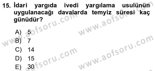 Yargı Örgütü Ve Tebligat Hukuku Dersi 2022 - 2023 Yılı (Vize) Ara Sınav Soruları 15. Soru
