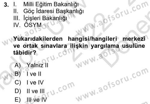 Yargı Örgütü Ve Tebligat Hukuku Dersi 2022 - 2023 Yılı (Final) Dönem Sonu Sınav Soruları 3. Soru