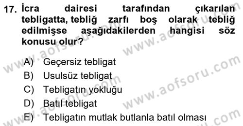 Yargı Örgütü Ve Tebligat Hukuku Dersi 2022 - 2023 Yılı Yaz Okulu Sınav Soruları 17. Soru