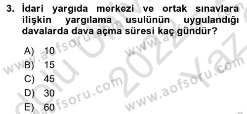 Yargı Örgütü Ve Tebligat Hukuku Dersi 2022 - 2023 Yılı Yaz Okulu Sınav Soruları 3. Soru