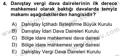 Yargı Örgütü Ve Tebligat Hukuku Dersi 2022 - 2023 Yılı Yaz Okulu Sınav Soruları 4. Soru