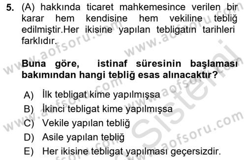 Yargı Örgütü Ve Tebligat Hukuku Dersi 2022 - 2023 Yılı Yaz Okulu Sınav Soruları 5. Soru