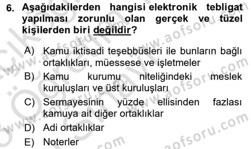 Yargı Örgütü Ve Tebligat Hukuku Dersi 2022 - 2023 Yılı Yaz Okulu Sınav Soruları 6. Soru