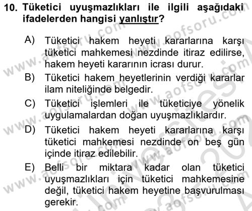 Yargı Örgütü Ve Tebligat Hukuku Dersi 2023 - 2024 Yılı (Vize) Ara Sınav Soruları 10. Soru