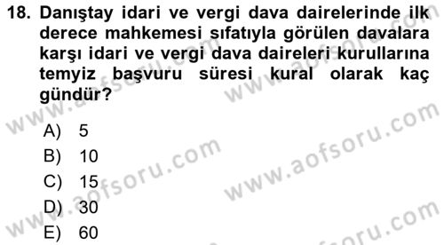 Yargı Örgütü Ve Tebligat Hukuku Dersi 2023 - 2024 Yılı (Vize) Ara Sınav Soruları 18. Soru