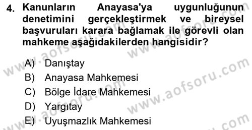 Yargı Örgütü Ve Tebligat Hukuku Dersi 2023 - 2024 Yılı (Vize) Ara Sınav Soruları 4. Soru