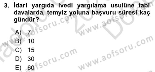 Yargı Örgütü Ve Tebligat Hukuku Dersi 2023 - 2024 Yılı (Final) Dönem Sonu Sınav Soruları 3. Soru