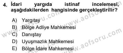 Yargı Örgütü Ve Tebligat Hukuku Dersi 2023 - 2024 Yılı (Final) Dönem Sonu Sınav Soruları 4. Soru