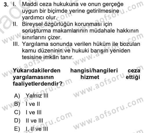 Yargı Örgütü Ve Tebligat Hukuku Dersi 2023 - 2024 Yılı Yaz Okulu Sınav Soruları 3. Soru