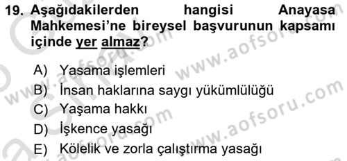 Yargı Örgütü Ve Tebligat Hukuku Dersi 2024 - 2025 Yılı (Vize) Ara Sınav Soruları 19. Soru