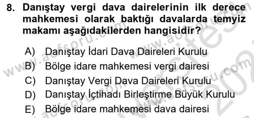 Yargı Örgütü Ve Tebligat Hukuku Dersi 2024 - 2025 Yılı (Final) Dönem Sonu Sınav Soruları 8. Soru