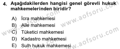 Yargı Örgütü Ve Tebligat Hukuku Dersi 2025 - 2026 Yılı (Final) Dönem Sonu Sınav Soruları 4. Soru
