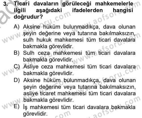Ticaret Hukuku Dersi 2012 - 2013 Yılı (Vize) Ara Sınav Soruları 3. Soru
