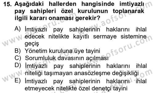 Ticaret Hukuku Dersi 2012 - 2013 Yılı (Final) Dönem Sonu Sınav Soruları 15. Soru
