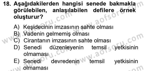 Ticaret Hukuku Dersi 2012 - 2013 Yılı (Final) Dönem Sonu Sınav Soruları 18. Soru