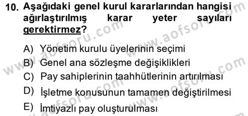 Ticaret Hukuku Dersi 2013 - 2014 Yılı (Final) Dönem Sonu Sınav Soruları 10. Soru