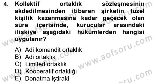Ticaret Hukuku Dersi 2013 - 2014 Yılı (Final) Dönem Sonu Sınav Soruları 4. Soru