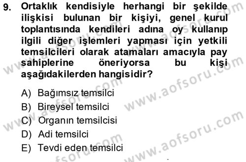 Ticaret Hukuku Dersi 2013 - 2014 Yılı (Final) Dönem Sonu Sınav Soruları 9. Soru