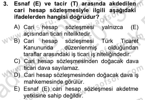 Ticaret Hukuku Dersi 2013 - 2014 Yılı Tek Ders Sınav Soruları 3. Soru