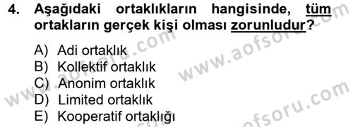 Ticaret Hukuku Dersi 2013 - 2014 Yılı Tek Ders Sınav Soruları 4. Soru