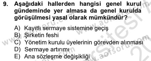 Ticaret Hukuku Dersi 2013 - 2014 Yılı Tek Ders Sınav Soruları 9. Soru