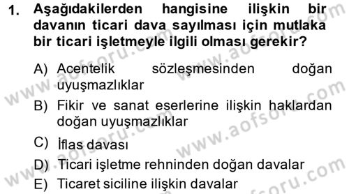 Ticaret Hukuku Dersi 2014 - 2015 Yılı (Final) Dönem Sonu Sınav Soruları 1. Soru