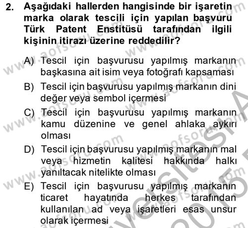 Ticaret Hukuku Dersi 2014 - 2015 Yılı (Final) Dönem Sonu Sınav Soruları 2. Soru