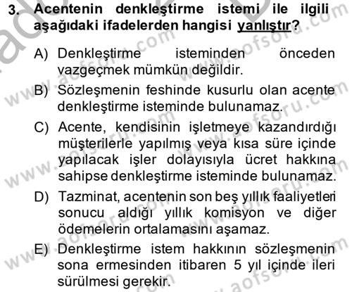Ticaret Hukuku Dersi 2014 - 2015 Yılı (Final) Dönem Sonu Sınav Soruları 3. Soru