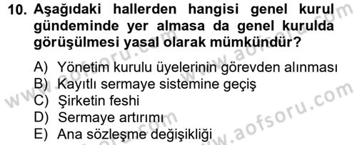 Ticaret Hukuku Dersi 2014 - 2015 Yılı Tek Ders Sınav Soruları 10. Soru