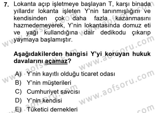 Ticaret Hukuku Dersi 2015 - 2016 Yılı (Vize) Ara Sınav Soruları 7. Soru